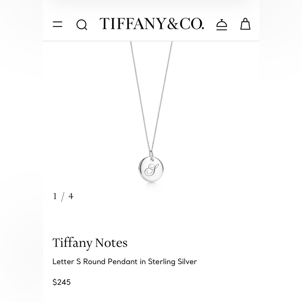 Tiffany & Co. Sterling Silver Round “S” Initial Pendant - Picture 3 of 5